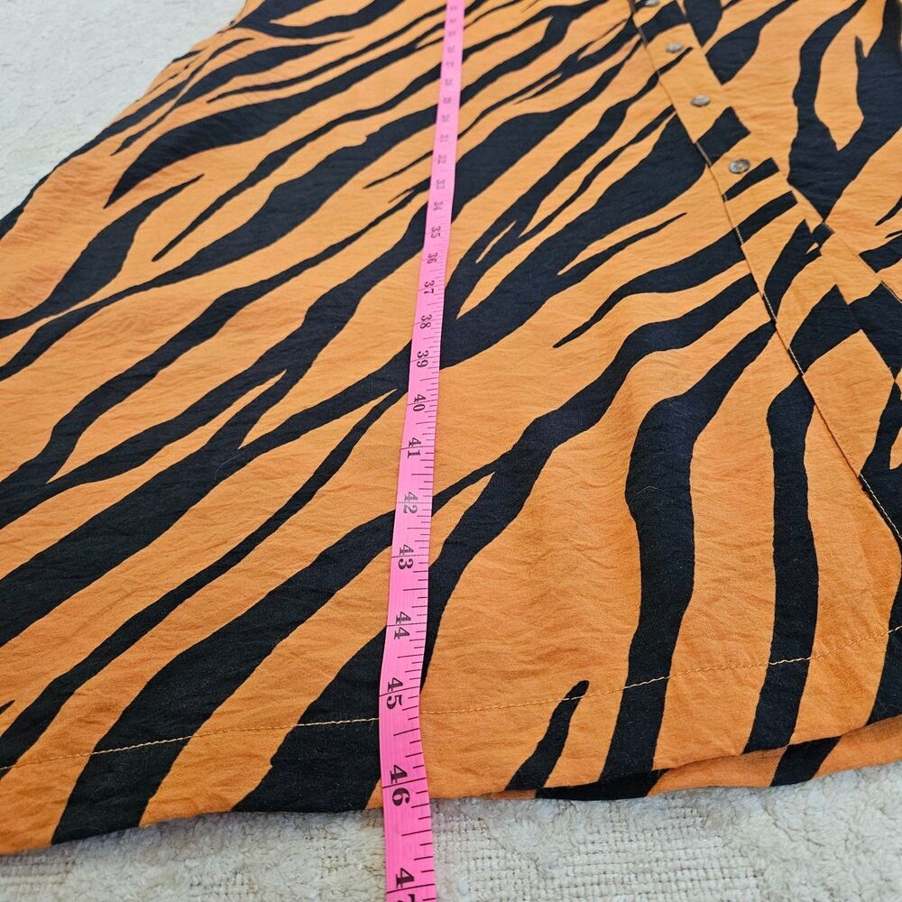 Maeve by Anthropologie Tereza Midi Shirt Dress In Tiger Animal Print Orange XS P - Picture 9 of 14